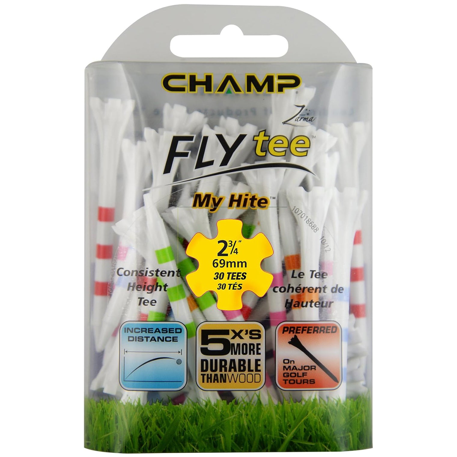 Champ Zarma FLYTee Plastic Packaged Tees - Case of 12
