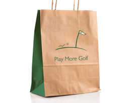 "Play More Golf" 10" x 5" x 13" Kraft Style Paper Shopping Bag - 250 Count