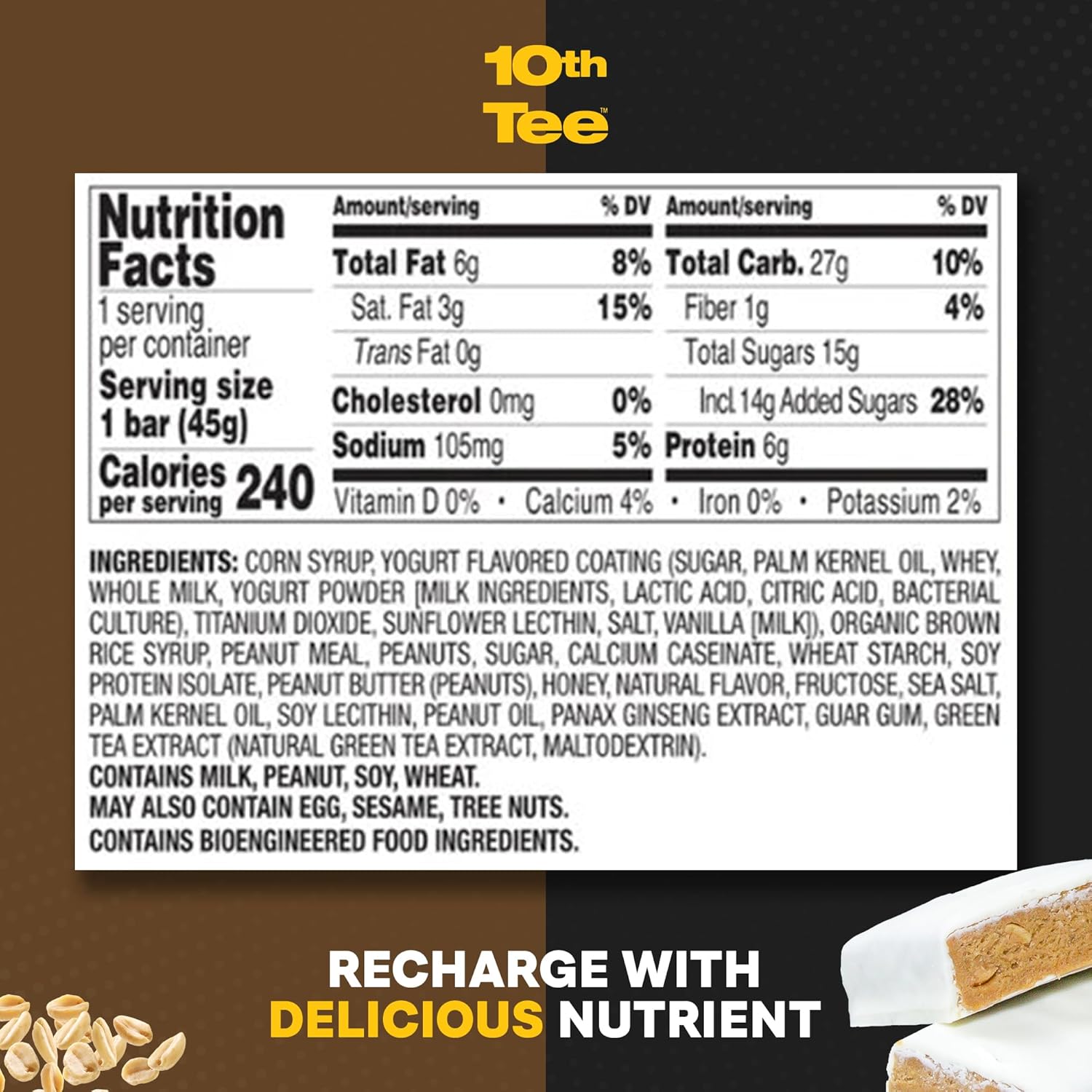 10th Tee Energy Bar - 12pc Snack Bar Display