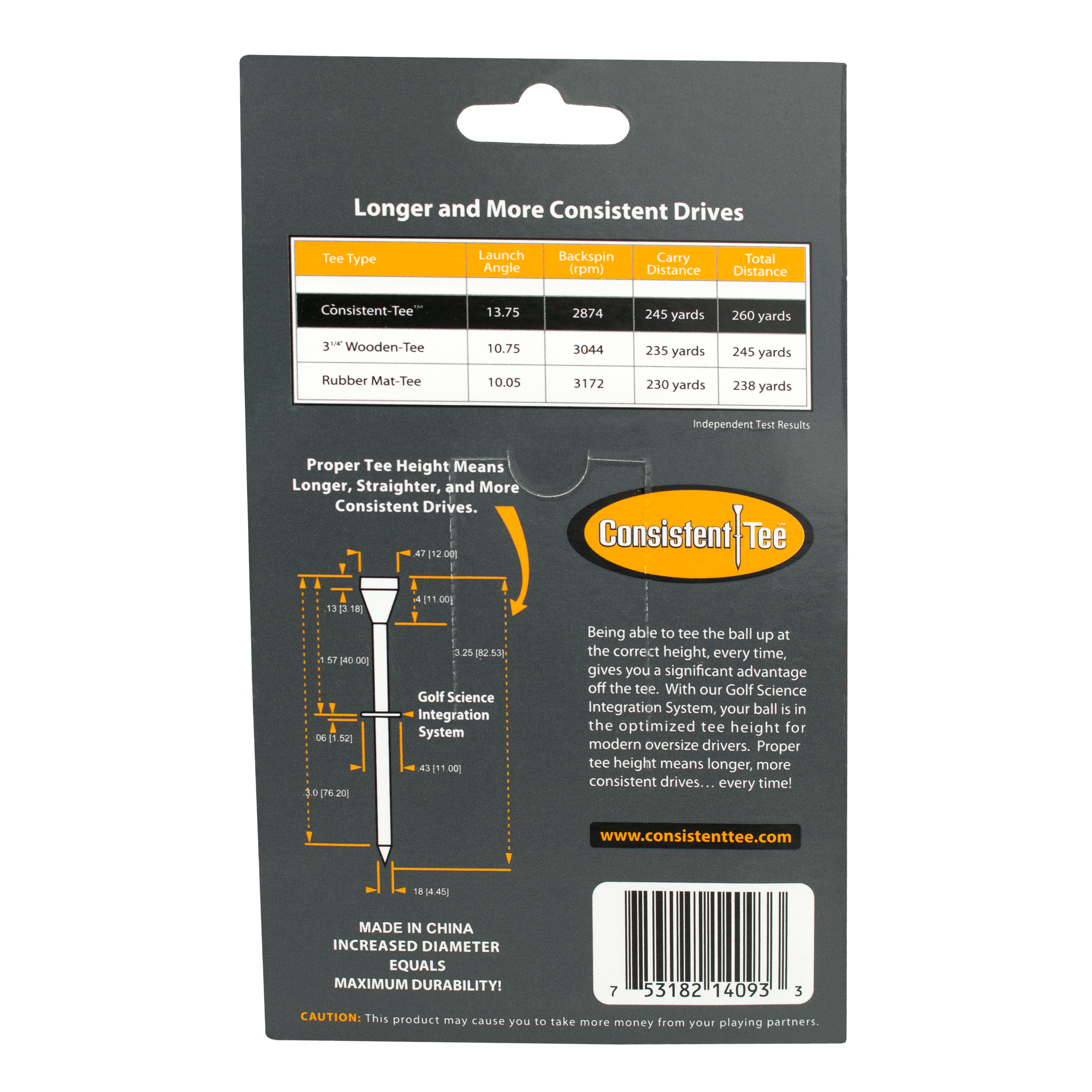 Consistent Tee 3-1/4" Blister Pack - Case of 12