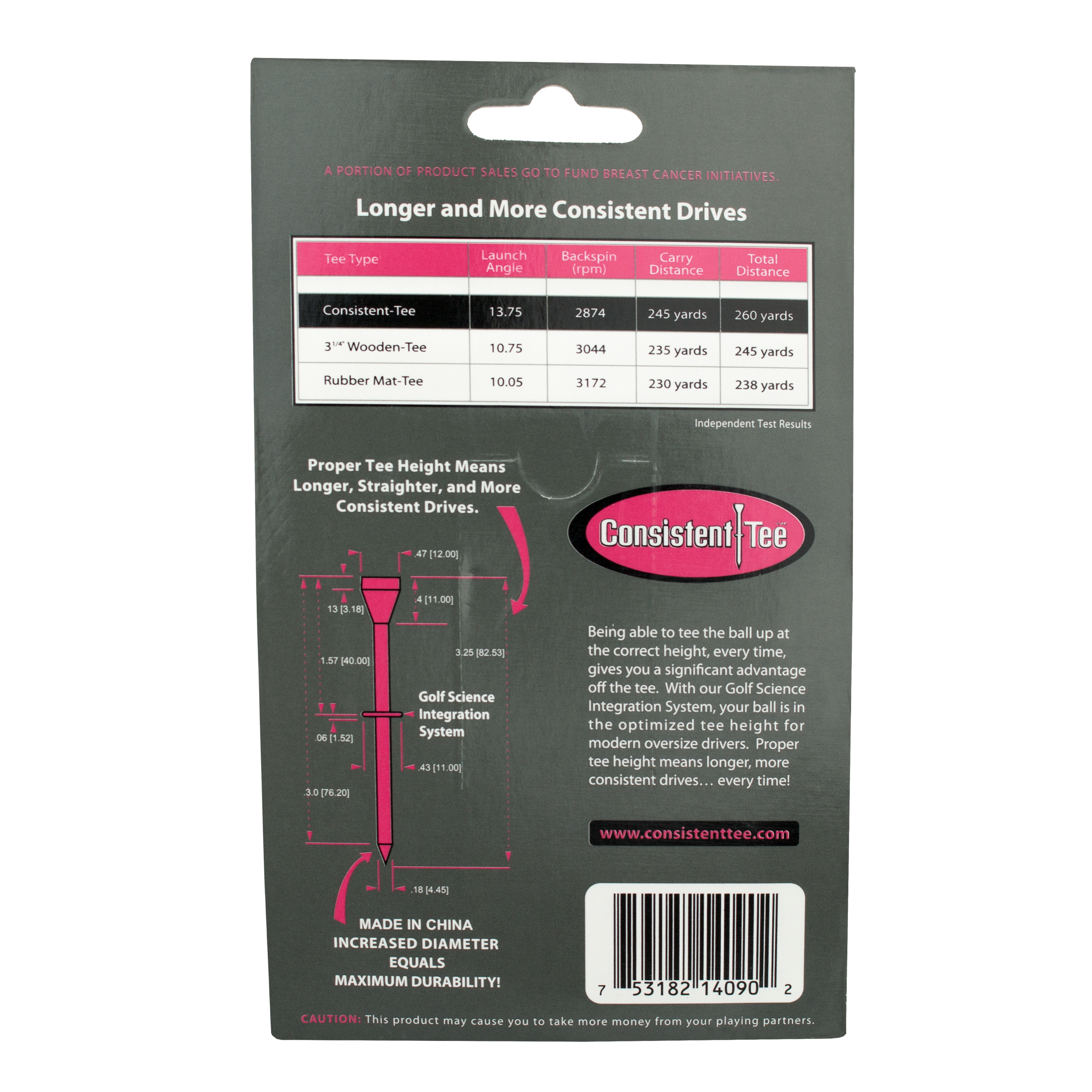 Consistent Tee 3-1/4" Blister Pack - Case of 12