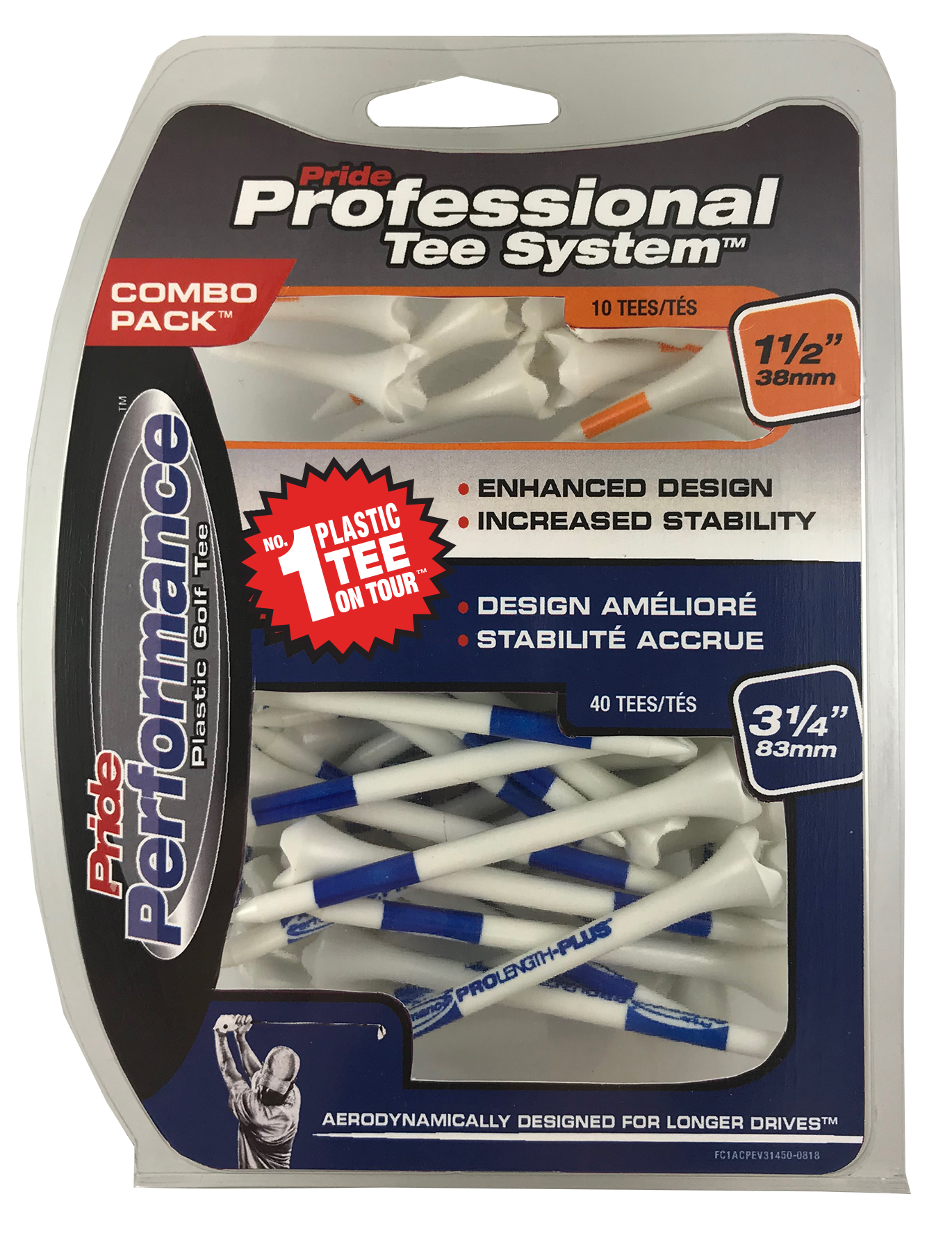 Pride Performance Plastic Packaged Tees - Case of 6